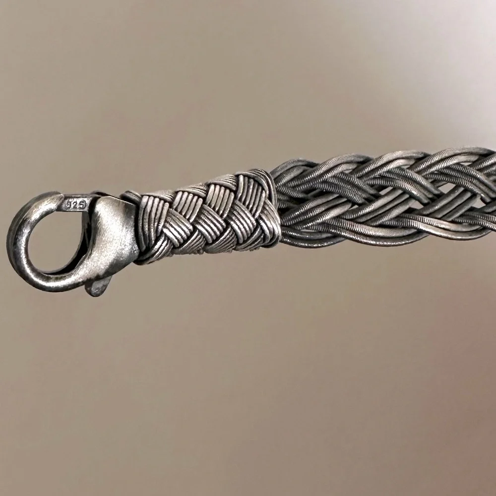 925 Silver 8.25” 8mm handmade bracelet braid wire unisex